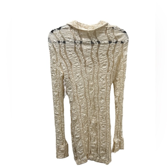 Free People Shayla Lace Mini Dress Cream Long Sleeve Button Up - Picture 7 of 9